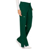 Cherokee Scrubs Pants Cherokee Workwear Revolution WW120 Scrubs Pants Women's Mid Rise Flare Drawstring Hunter Green