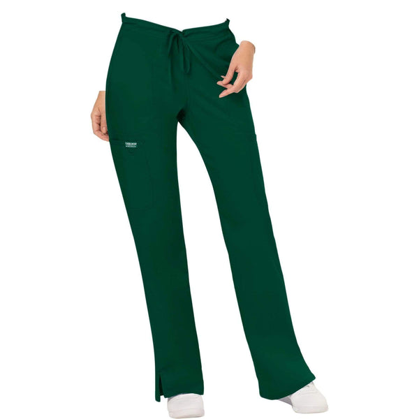 Cherokee Scrubs Pants 2XL / Regular Length Cherokee Workwear Revolution WW120 Scrubs Pants Women's Mid Rise Flare Drawstring Hunter Green