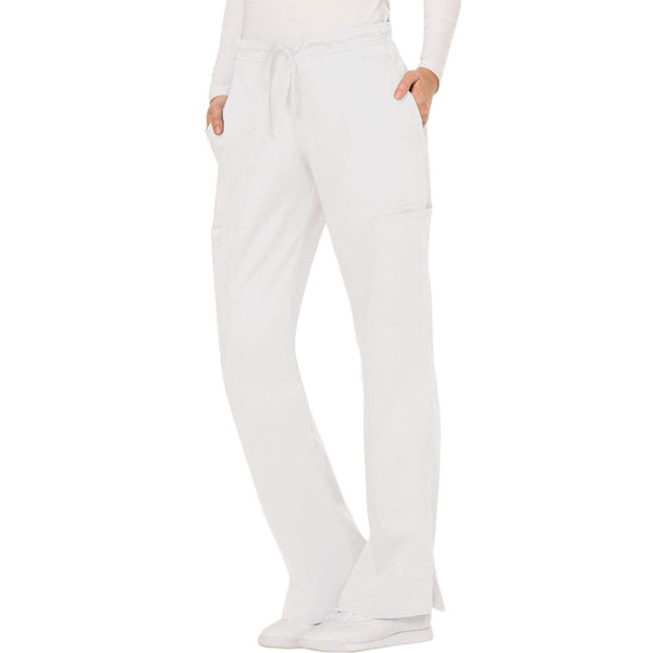 Cherokee Scrubs Pants Cherokee Workwear Revolution WW120 Scrubs Pants Women's Mid Rise Flare Drawstring White