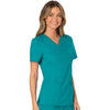 Cherokee Scrubs Top Cherokee Workwear Revolution WW610 Scrubs Top Women's Mock Wrap Teal Blue