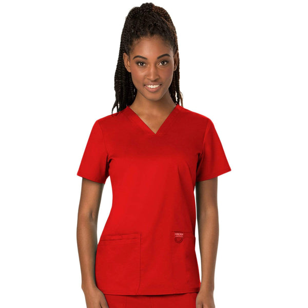 Cherokee Scrubs Top Cherokee Workwear Revolution WW620 Scrubs Top Women's V-Neck Red