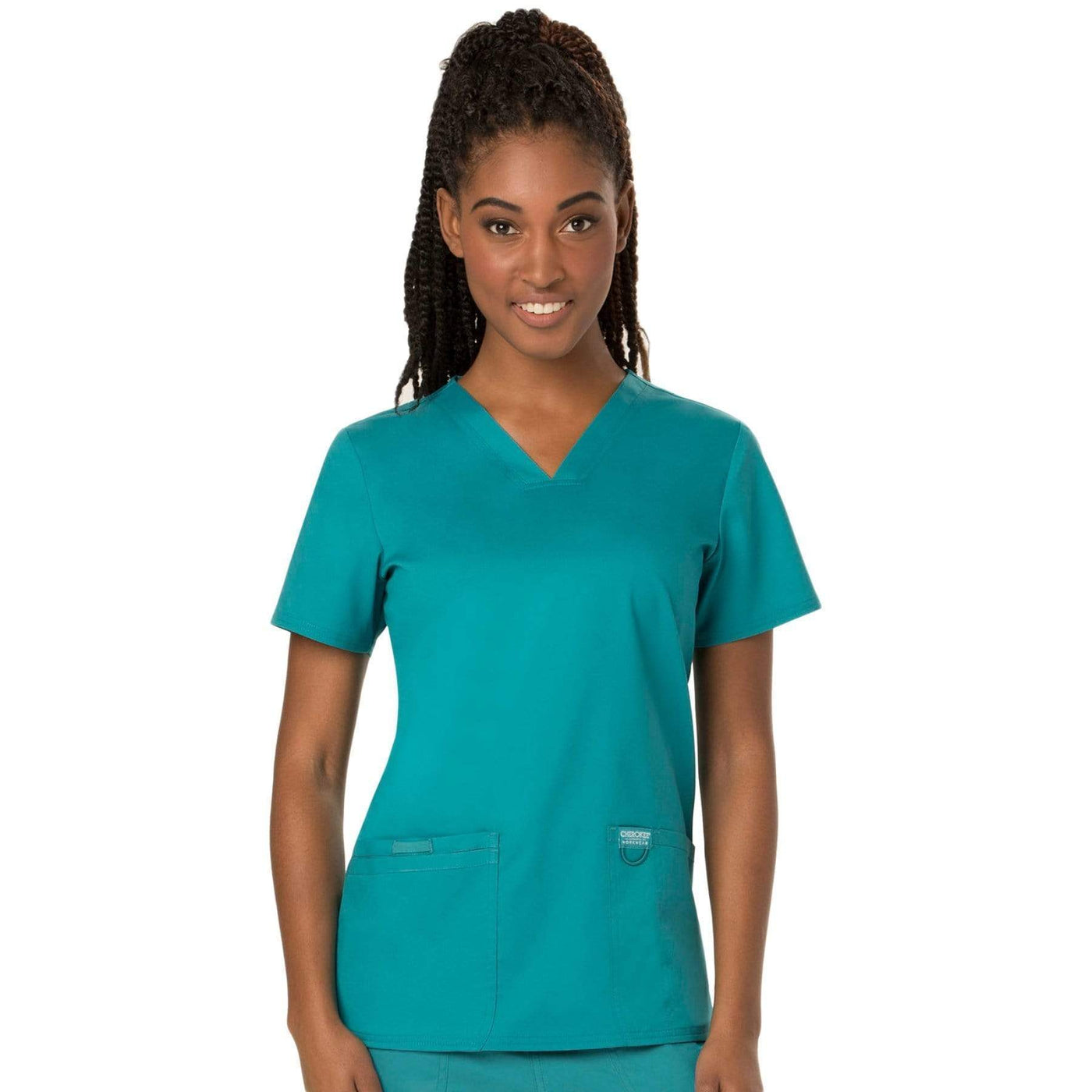 Cherokee Workwear Revolution Ww620 Scrubs Top Womens V Neck Teal Blue