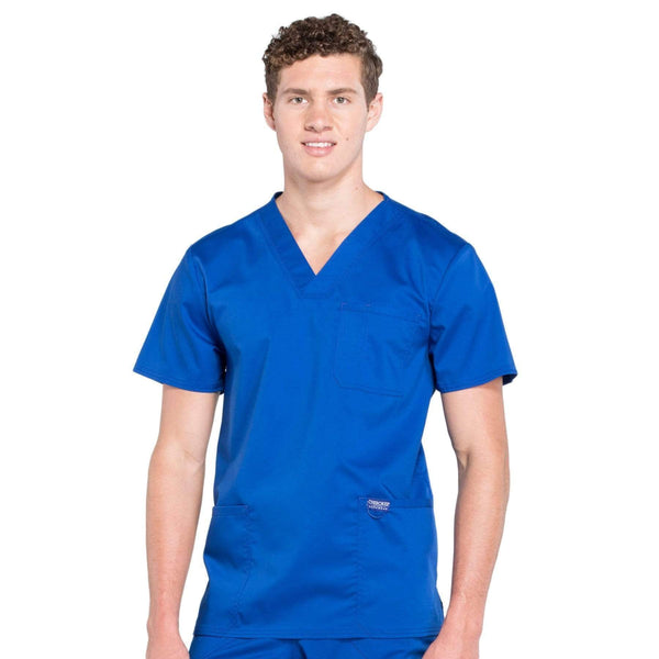 Cherokee Scrubs Top 2XL Cherokee Workwear Revolution WW670 Scrubs Top Men's V-Neck Galaxy Blue