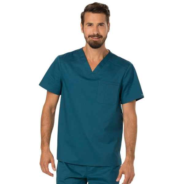 Cherokee Scrubs Top 2XL Cherokee Workwear Revolution WW690 Scrubs Top Men's V-Neck Caribbean Blue