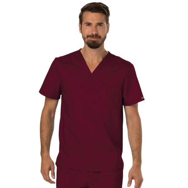 Cherokee Scrubs Top 2XL Cherokee Workwear Revolution WW690 Scrubs Top Men's V-Neck Wine