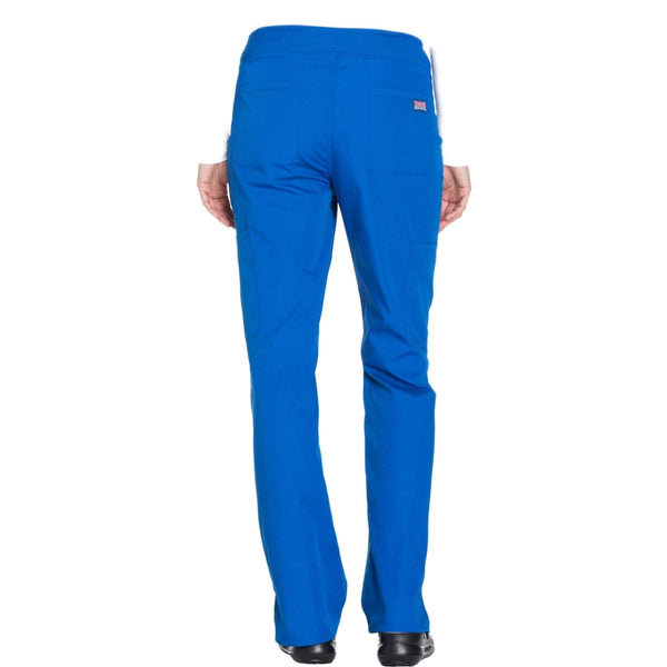 Cherokee Scrubs Pants Cherokee Workwear WW210 Scrubs Pants Women's Mid Rise Straight Leg Pull-on Cargo Royal