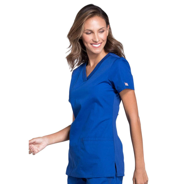 Cherokee Scrubs Top Cherokee Workwear WW645 Scrubs Top Women's V-Neck Galaxy Blue