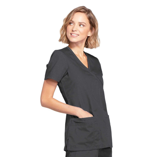 Cherokee Scrubs Top Cherokee Workwear WW650 Scrubs Top Women's Mock Wrap Pewter