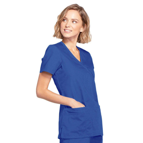 Cherokee Scrubs Top Cherokee Workwear WW650 Scrubs Top Women's Mock Wrap Royal