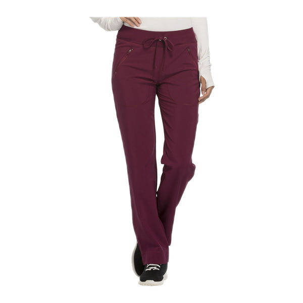 Cherokee Scrub Pants Infinity Mid Rise Tapered Leg Drawstring Pants Wine Pant