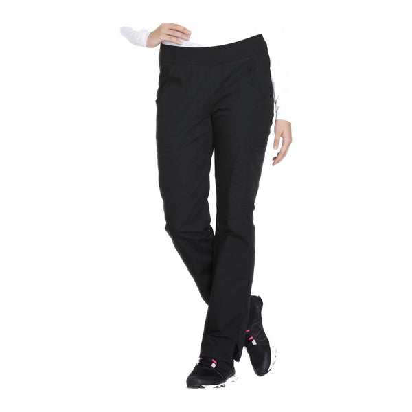Cherokee Workwear Pant WW Mid Rise Straight Leg Pull-on Cargo Pant Black Pant