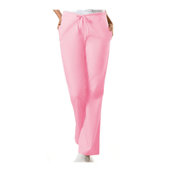 Cherokee Workwear Pant WW Natural Rise Flare Leg Drawstring Pant Pink Blush Pant