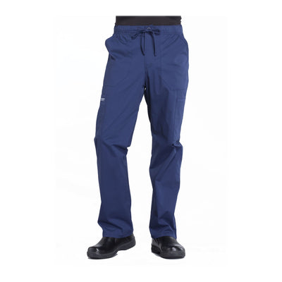 Cherokee Workwear Pant WW Professionals Mens Men's Tapered Leg Drawstring Cargo Pant Navy Pant