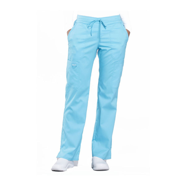 Cherokee Workwear Pant WW Revolution Mid Rise Moderate Flare Drawstring Pant Turquoise Pant