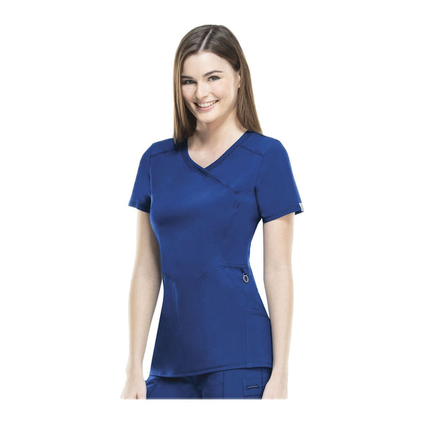 Cherokee Scrub Top Infinity Mock Wrap Top Galaxy Blue Top