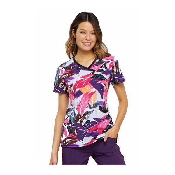 Cherokee Scrub Top Layered Love Mock Wrap Top Leafy Layers Top