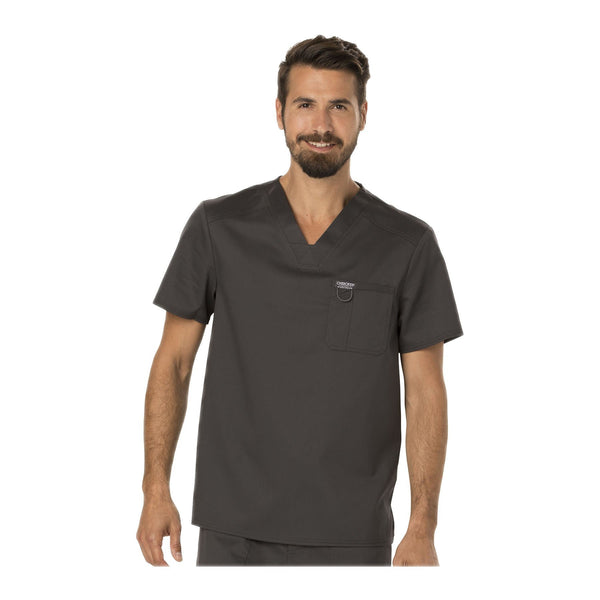 Cherokee Scrubs Workwear WW690 WW Revolution Mens Top Mens Pewter Top