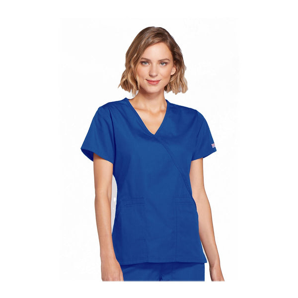 Cherokee Scrubs Workwear Top WW Mock Wrap Top Royal Top