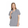 Cherokee Workwear Top WW Mock Wrap Tunic Grey Top