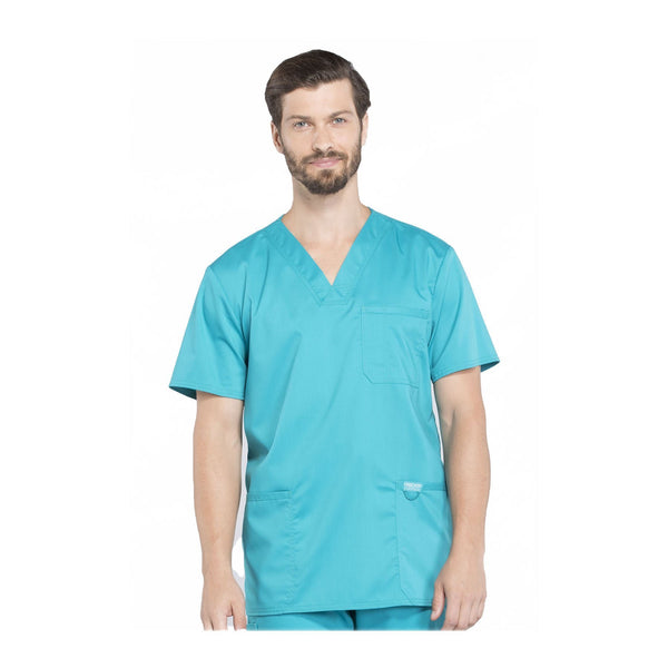 Cherokee Workwear Top WW Revolution Men's Men's V-Neck Top Teal Top