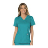 Cherokee Workwear Top WW Revolution Mock Wrap Top Teal Top