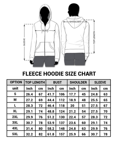 BigProStore Fleece Hoodie Size Chart