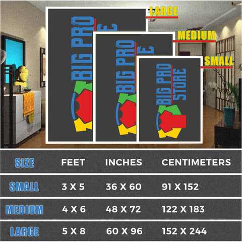 BigProStore Foldable Rug Size Chart