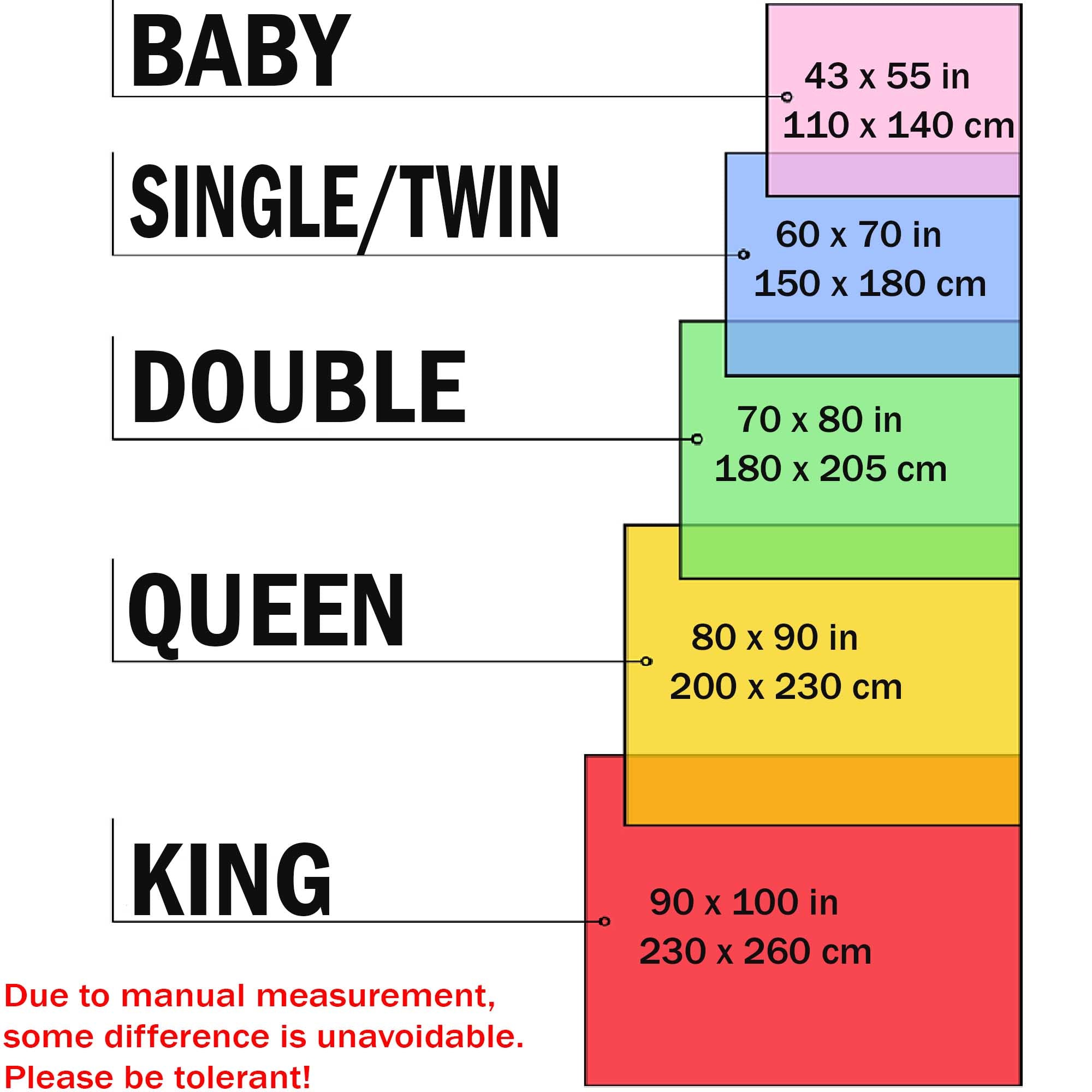 BigProStore Quilt Size Chart