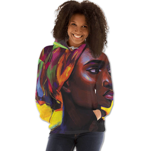 African Hoodie Pretty Black Girl All Over Print Womens Hooded ...