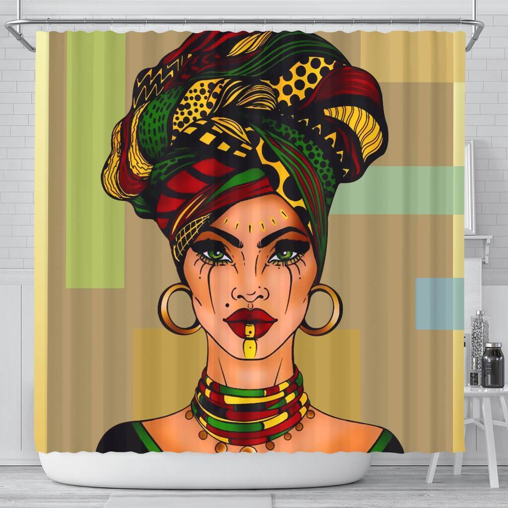 Beautiful Afro Girl Shower Curtain African American Themed ...