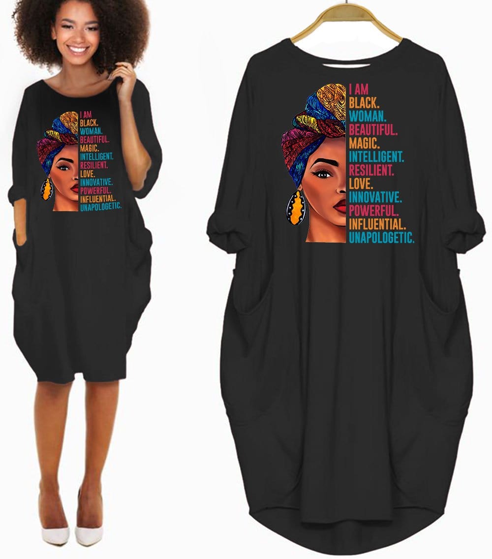 African American Dresses I Am Black Woman Beautiful Magic Sleeve Shirt Summer Afrocentric Clothing | BigProStore