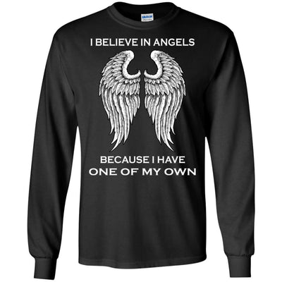 BigProStore I Believe In Angels Because I Have One Of My Own T-Shirt Missing Daddy G240 Gildan LS Ultra Cotton T-Shirt / Black / S T-shirt