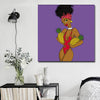 BigProStore Framed Black Art Cute Black American Girl African Canvas Afrocentric Home Decor Ideas BPS61836 16" x 16" x 0.75" Square Canvas