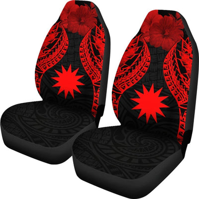 BigProStore Nauru Polynesian Car Seat Covers Pride Seal And Hibiscus Red BPS39 Set Of 2 / Universal Fit / Red CAR SEAT COVERS