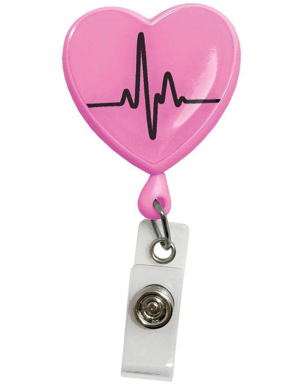 Prestige Medical ID Holder EKG Heart Pink Prestige Retracteze ID Holder