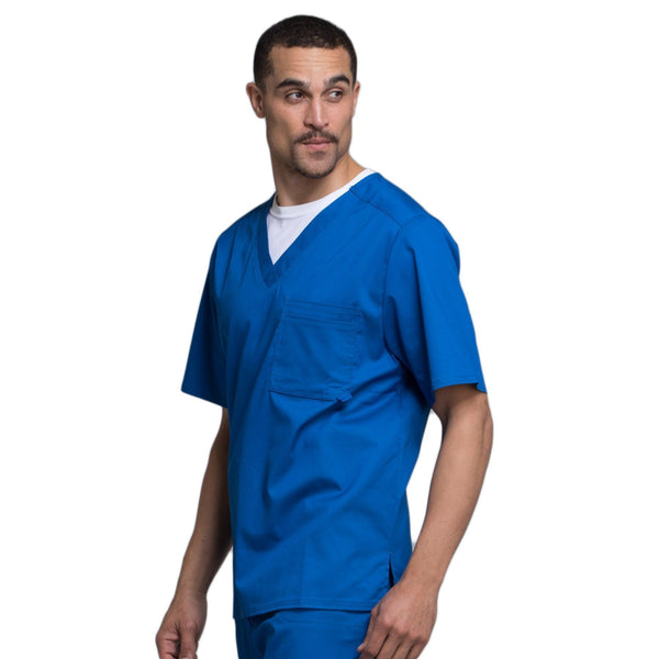 Cherokee Luxe 1929 Scrubs Top Men's V-Neck Royal 4XL