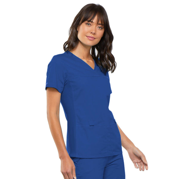 Cherokee Flexibles 2968 Scrubs Top Women's V-Neck Knit Panel Royal 5XL