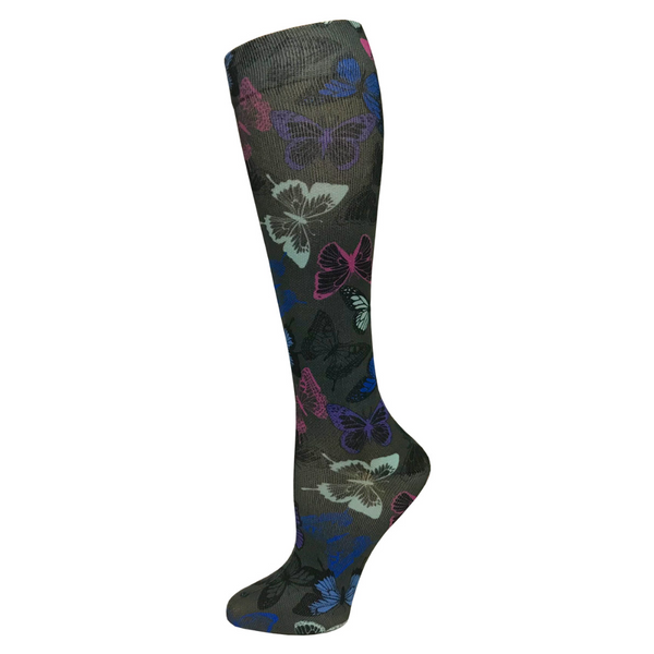 Prestige 12" soft comfort compression socks Butterflies Grey