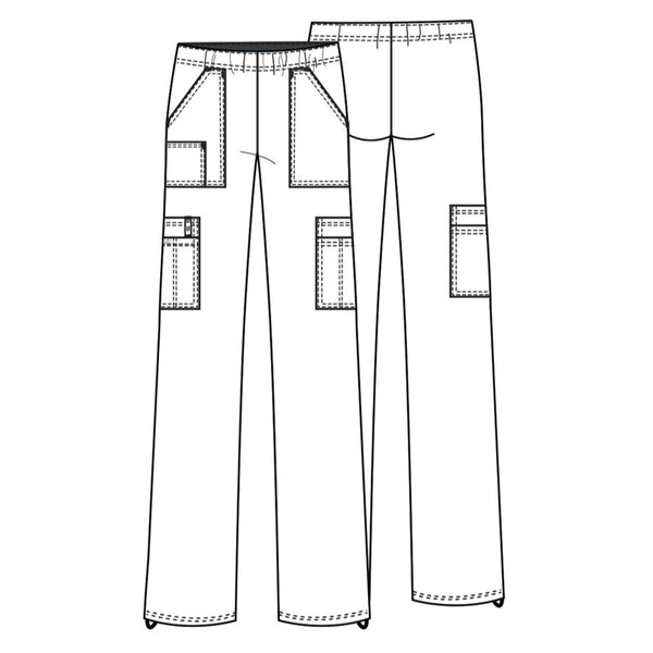 Cherokee Workwear Core Stretch 4005 Scrubs Pants Women's Mid Rise Pull-On Cargo Grey 3XL
