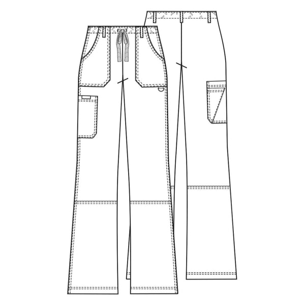 Cherokee Workwear 4020 Scrubs Pants Women's Low Rise Drawstring Cargo Teal Blue L