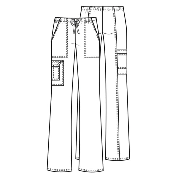 Cherokee Workwear Core Stretch 4044 Scrubs Pants Women's Mid Rise Drawstring Cargo Eggplant 3XL