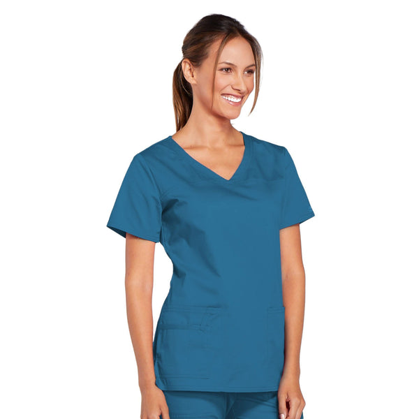 Cherokee Core Stretch 4727 Scrubs Top Women's V-Neck Caribbean Blue 5XL