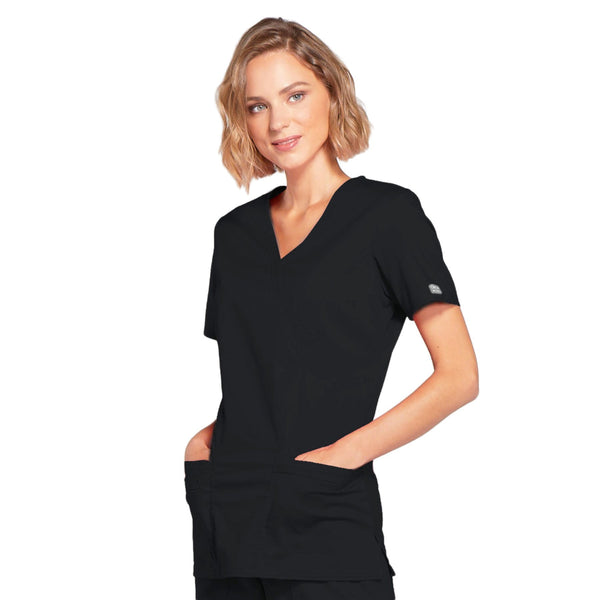 Cherokee Core Stretch 4728 Scrubs Top Women's Mock Wrap Black 3XL