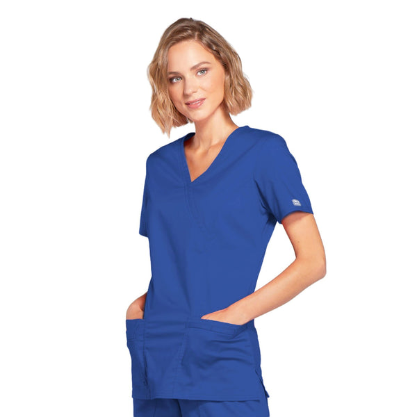 Cherokee Core Stretch 4728 Scrubs Top Women's Mock Wrap Galaxy Blue 3XL