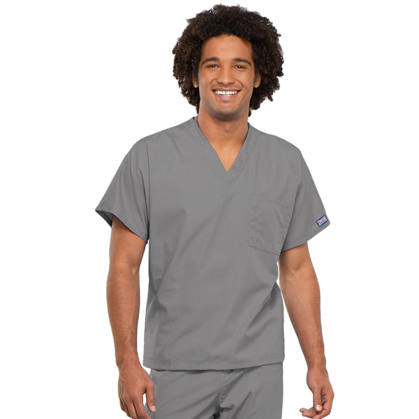 Cherokee Workwear 4777 Scrubs Top Unisex V-Neck Tunic. Grey 5XL