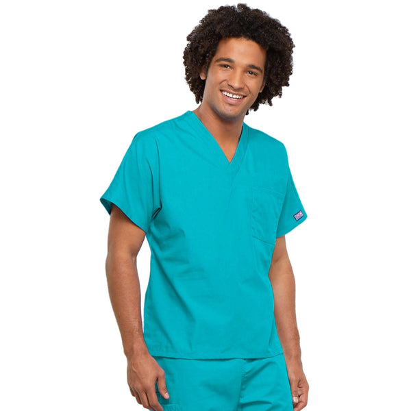 Cherokee Workwear 4777 Scrubs Top Unisex V-Neck Tunic. Turquoise 4XL