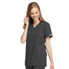 Cherokee Workwear 4801 Scrubs Top Women's Mock Wrap Tunic Pewter 3XL