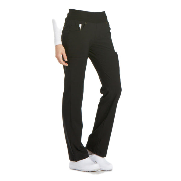 Cherokee iflex CK002 Scrubs Pants Women's Mid Rise Straight Leg Pull-on Black 4XL