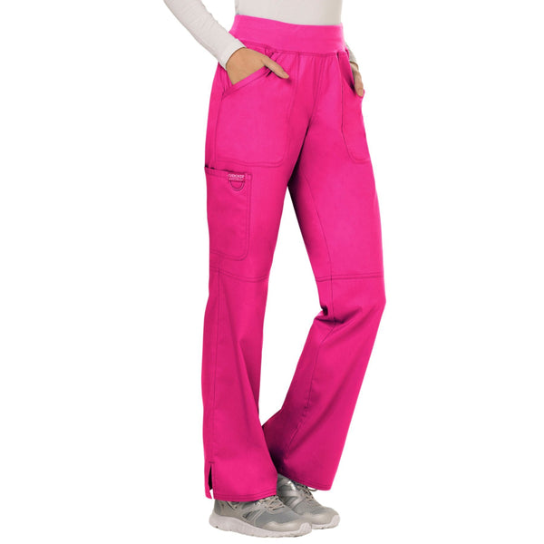 Cherokee Workwear Revolution WW110 Scrubs Pants Women's Mid Rise Straight Leg Pull-on Electric Pink 4XL