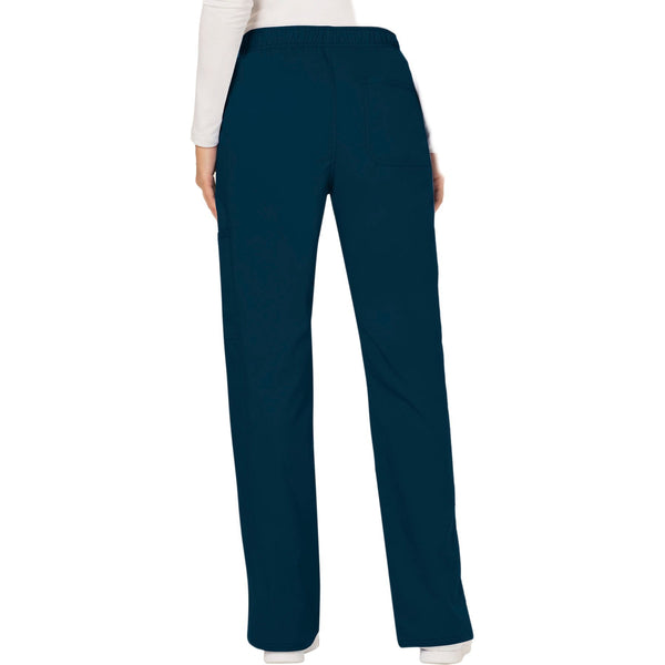 Cherokee Workwear Revolution WW120 Scrubs Pants Women's Mid Rise Flare Drawstring Caribbean Blue 3XL